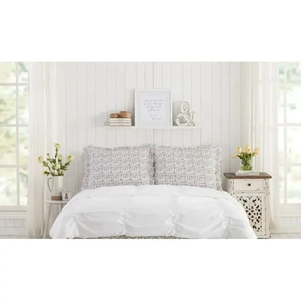 Pioneer Woman Bedskirt and Sham Set Wildflower Ditsy Cotton 3 Piece Multicolor